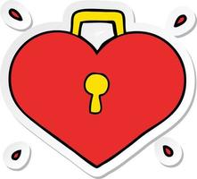 sticker of a cartoon love heart with lock vector