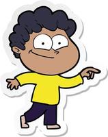 sticker of a cartoon happy man vector