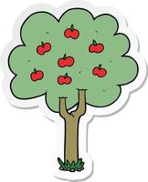 sticker of a cartoon apple tree vector