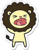 sticker of a cartoon lion vector