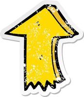 distressed sticker of a cartoon pointing arrow vector