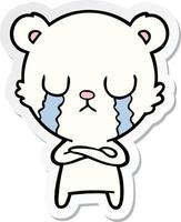 sticker of a crying polar bear cartoon vector