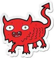 sticker of a cartoon little demon vector