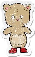 retro distressed sticker of a cartoon teddy bear vector