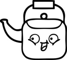 line drawing cartoon kettle vector