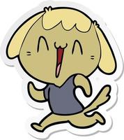 sticker of a cute cartoon dog vector