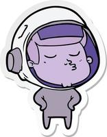 sticker of a cartoon confident astronaut vector