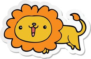 sticker of a cute cartoon lion vector