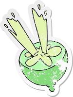 distressed sticker of a quirky hand drawn cartoon lime vector