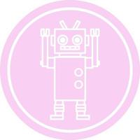 dancing robot circular icon vector