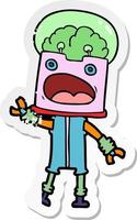 distressed sticker of a cartoon robot vector