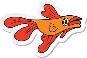 sticker of a cartoon fighting fish vector