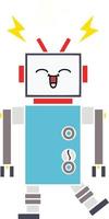 flat color retro cartoon robot vector