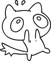 line drawing kawaii of a shocked cat vector