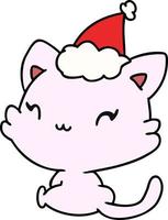 dibujos animados de navidad de gato kawaii vector