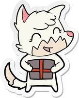 sticker of a happy cartoon fox vector