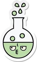 sticker of a cute cartoon test tube vector