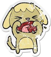 distressed sticker of a cute cartoon dog barking vector