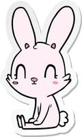 sticker of a cute cartoon rabbit sitting vector