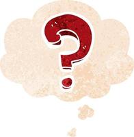 cartoon question mark and thought bubble in retro textured style vector