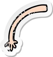 retro distressed sticker of a cartoon arm gesture vector