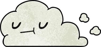 textured cartoon of kawaii happy cloud vector