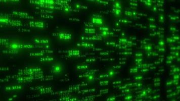 fondo de efecto de matriz números verdes en movimiento. números verdes moviéndose rápido. código de programa en bucle. conexiones digitales abstractas, mundo digital, flujo de datos, fondo abstracto con números que caen.