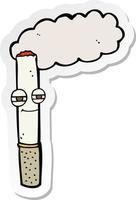 pegatina de un cigarrillo feliz de dibujos animados vector