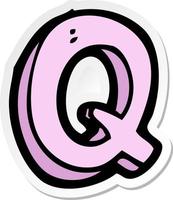 sticker of a cartoon letter Q vector