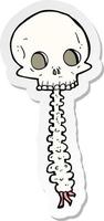 sticker of a spooky cartoon sull and spine vector