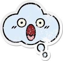 distressed sticker of a cute cartoon thought bubble vector