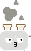 flat color retro cartoon of a toaster vector