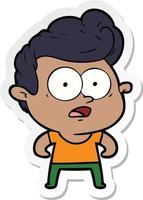 sticker of a cartoon staring man vector