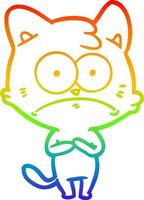 rainbow gradient line drawing cartoon nervous cat vector