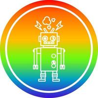 robot defectuoso circular en el espectro del arco iris vector