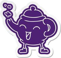 cartoon sticker of a blue tea pot vector