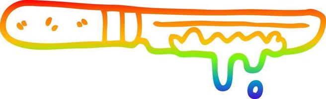 rainbow gradient line drawing cartoon butter knife vector