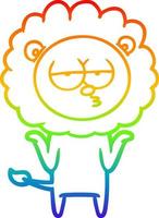 rainbow gradient line drawing cartoon bored lion vector