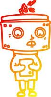 warm gradient line drawing cartoon robot vector