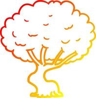 warm gradient line drawing Cartoon tree vector