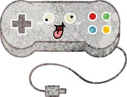 retro illustration style cartoon game controller vector