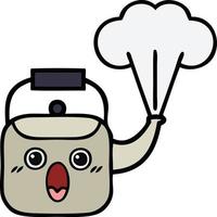 cute cartoon steaming kettle vector