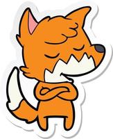 sticker of a friendly cartoon fox vector