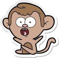 sticker of a cartoon shocked monkey vector