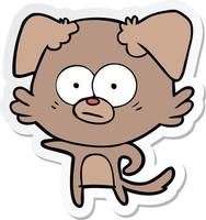 sticker of a nervous dog cartoon vector