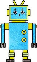 robot de dibujos animados de textura grunge retro vector