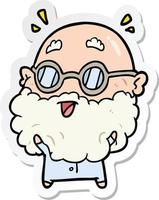 sticker of a cartoon surprised old man vector