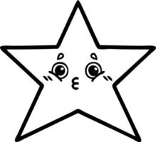 line drawing cartoon star fish vector