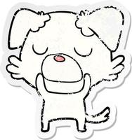 distressed sticker of a cartoon dog vector