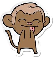 sticker of a funny cartoon monkey vector